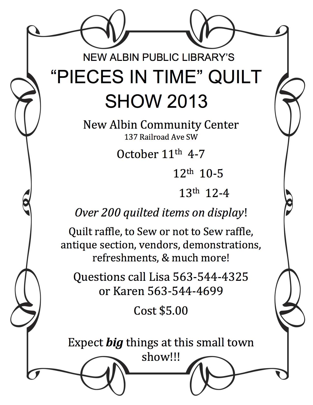 Pieces in Time Quilt Show Oct 1113 in New Albin « Iowa Art Tour